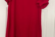 Zara Red Ruffled Mini V-neck Dress - Size S