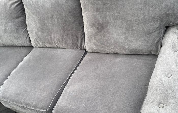 Verona Grey L shaped corner sofa + footstool
