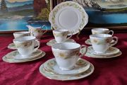 20 Piece Duchess Greensleeves Pattern Bone China Gold Gilt Tea Set For 6 Person Setting Made in England