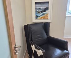Queen Anne Leather Chair with natural cow hide