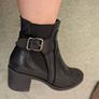 Black Genuine Leather Ankle Boots with Buckle  Size 37  Made in Spain Image 3
