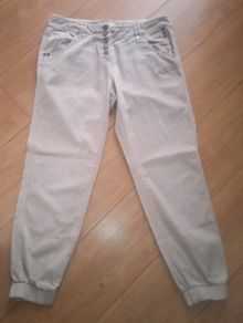 Stone cotton cuffed cargo trousers