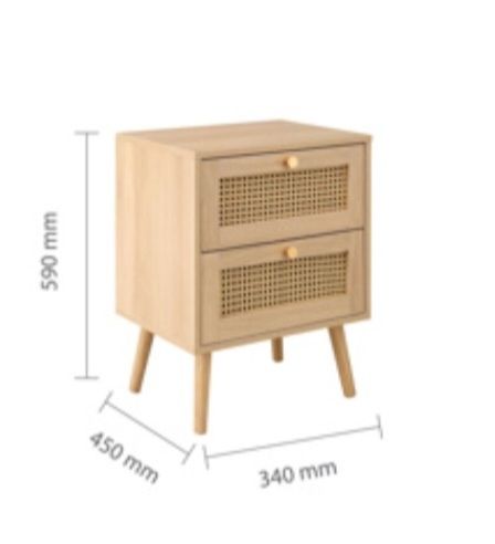 BRAND NEW + SEALED Birlea "Croxley" Rattan Bedside Drawers/Side Table