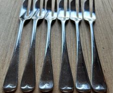 6 Antique Silver Plate Pastry Forks