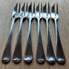 6 Antique Silver Plate Pastry Forks