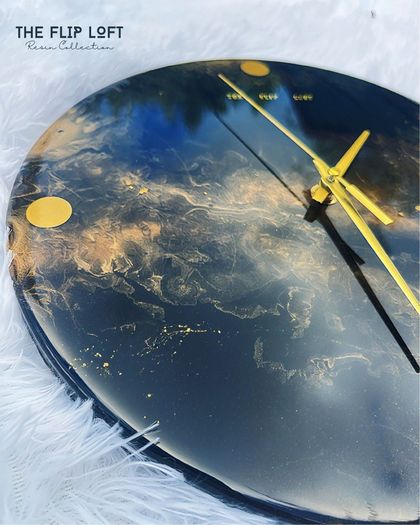 Black & Gold Resin Clock