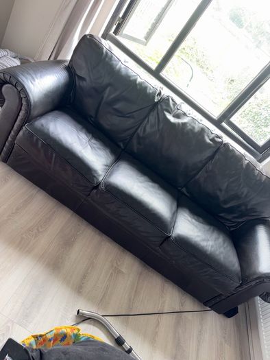 Real leather brown sofas
