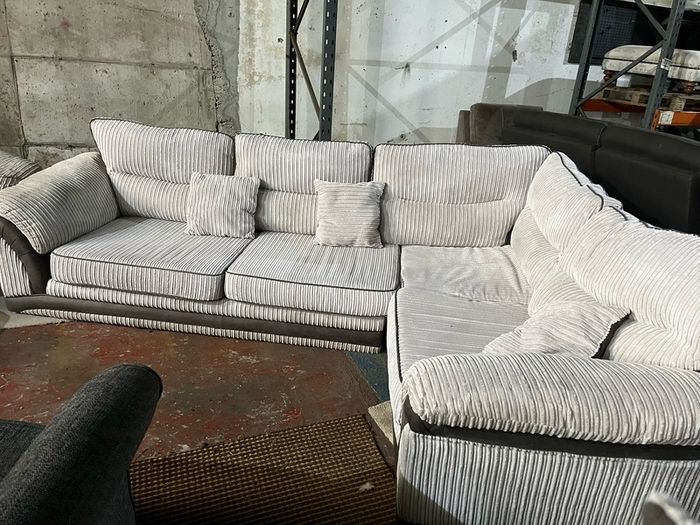 Corduroy corner sofa set with chair