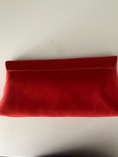 Principles faux suede red clutch bag with gold trim