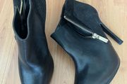 River island black leather and suede zip shoe boot