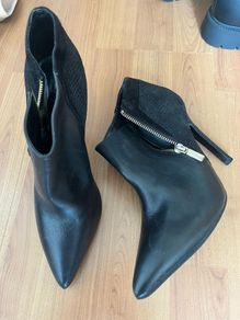 River island black leather and suede zip shoe boot