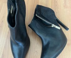 River island black leather and suede zip shoe boot