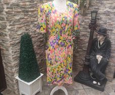 Vintage colourful print dress Paris