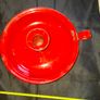 Beautiful Old Genuine Red Enamel Candlestick Holder and Drip Tray, Postage Available Image 2