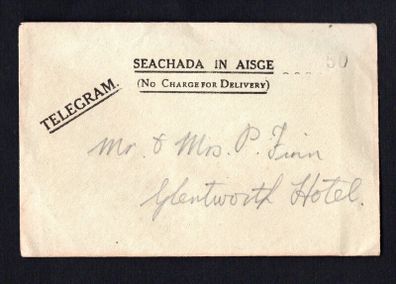 1942 Ireland 15th November Limerick (Luimneach handstamp on Telegram), Co. Tipperary Telegram Envelope and Contents 2