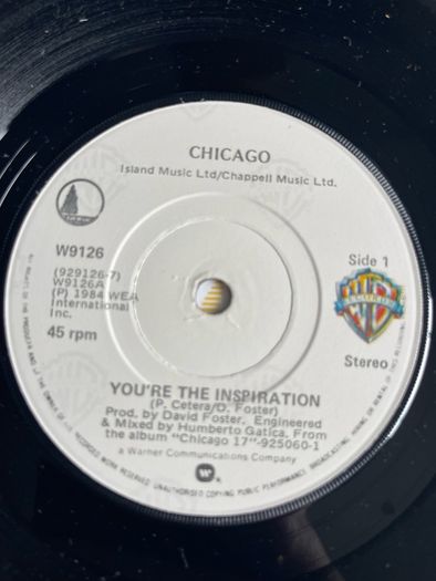 Chicago. You're the inspiration picture sleeve vinyl record in vg+ condition