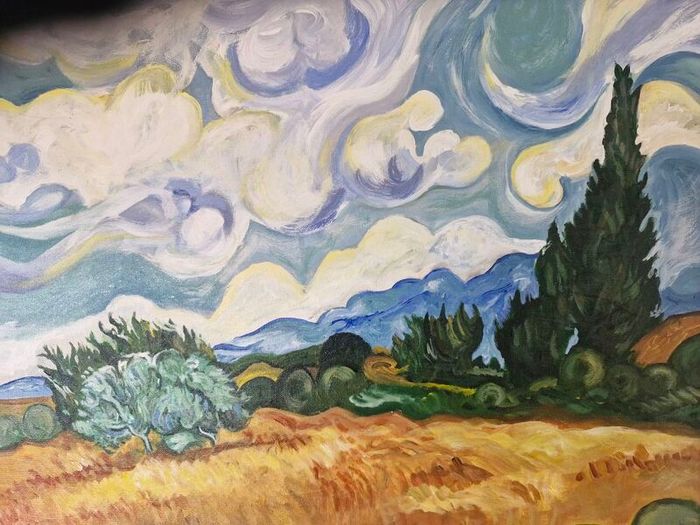 Original Handpainted Van Gogh "Cypress Trees" Reproduction  Oil on Canvas