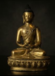 Amitabha  Buddha - Gilt Bronze,Signed