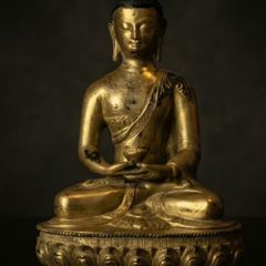 Amitabha  Buddha - Gilt Bronze,Signed