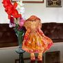 20th Century Holly Hobbie Style Wall Decoration Plaster Glazed & Painted 3-D Image 7