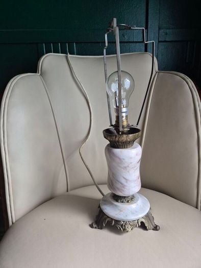Mid Century Vintage Retro Marble gold ornate metal lamp base
