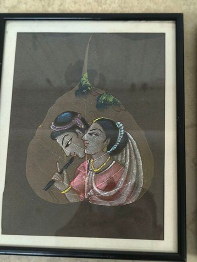 Framed Vintage Indian Peepal Leaf Paintings