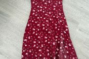 SHEIN Burgundy Floral Midi Dress