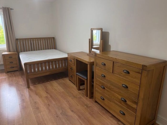 Solid Oak Bedroom Furniture (Double Bed, Mattress, Locker, Dressing table, Chest)