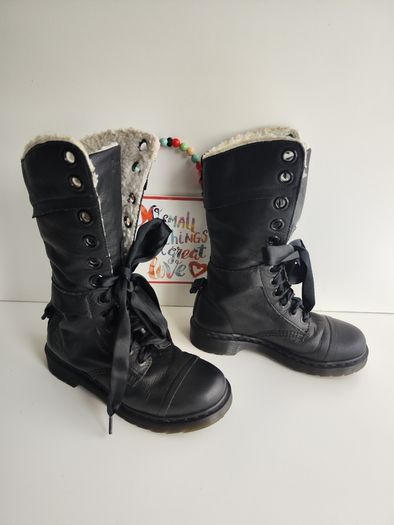 Triumph Aimilita Dr Martens fur fleece lined FL black mid calf boots UK5 EU38