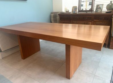 Large Cherry Wood Veneer Dining Table