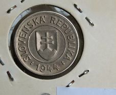 Rare Key Date Slovakia 1 Koruna 1944  Slovenska WW2 era