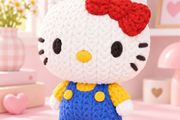Hello Kitty Inspired Crochet-Style Figure Decoration
