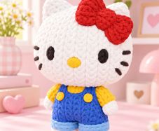 Hello Kitty Inspired Crochet-Style Figure Decoration