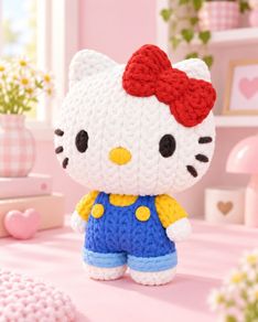 Hello Kitty Inspired Crochet-Style Figure Decoration