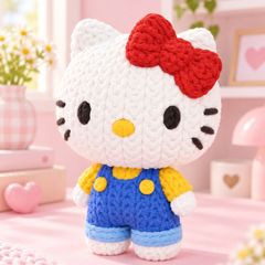 Hello Kitty Inspired Crochet-Style Figure Decoration