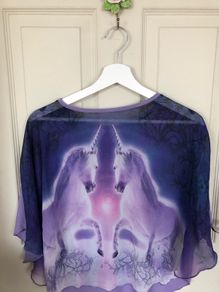 Girls Purple Waterfall tshirt unicorn