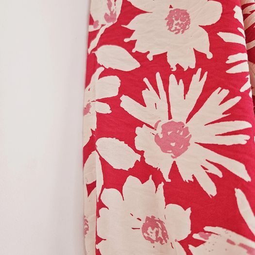Wallis Floral Print Crepe Pink Red White Midi Tea Dress