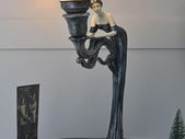Floral Art Nouveau Table Lamp Glamorous Table Lamp Art Nouveau Woman Sculpture Vintage
