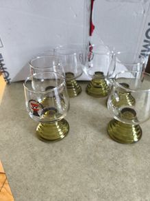 Set Of 6 Vintage 1960 Osterreich Gutesiegel Wein Wine Glasses