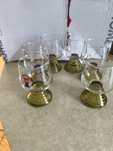Set Of 6 Vintage 1960 Osterreich Gutesiegel Wein Wine Glasses