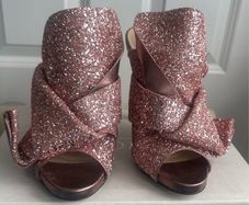 No. 21 pink glitter mules - sz 6.5