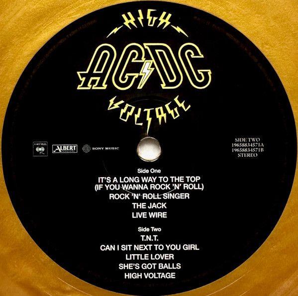 AC/DC High voltage Vinyl, LP, Album, Limited Edition, Reissue, Remastered, Special Edition, Stereo, Gold, 180g, 50th Anniversary