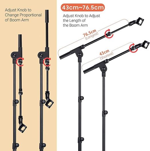 Tripod Boom Sheet Microphone Stand Metal Portable with Carrying Bag, for Performance Singing Speech Wedding Stage and Outdoor (FREE POSTAGE)