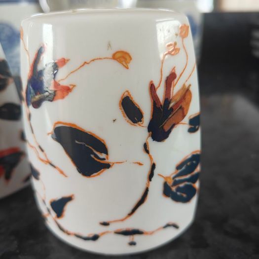 Stunning set of Thomas Porcelain Germany hand painted salt and pepper set, Art Deco style