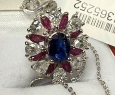 Kyanite, Moissanite & African Ruby Pendant with Chain