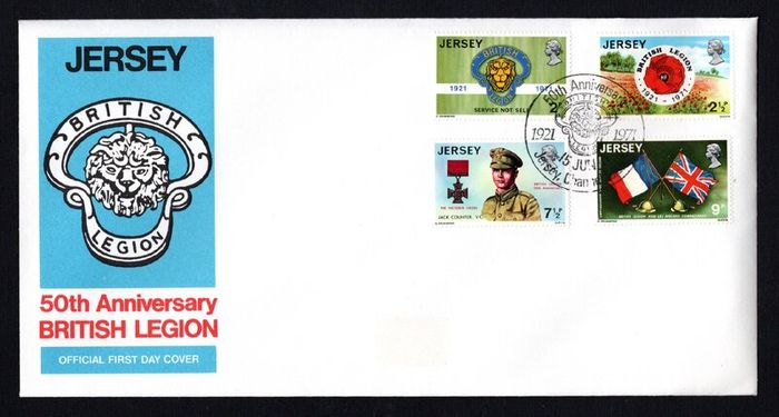 1971 Jersey 50th Anniversary of Royal British Legion Commemorative Stamps First Day Cover (FDC)