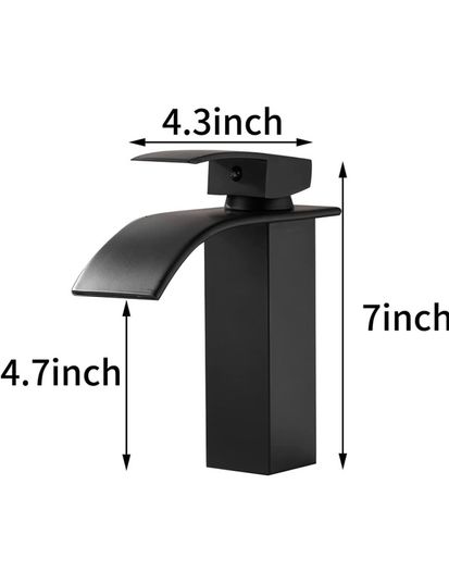 Waterfall Bathroom Taps, Bathroom Sink Monoblock Mixer Faucet Chrome(UK Standard) Basin Cold & Hot Water Chrome Plated Brass