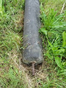 Old stone land roller.