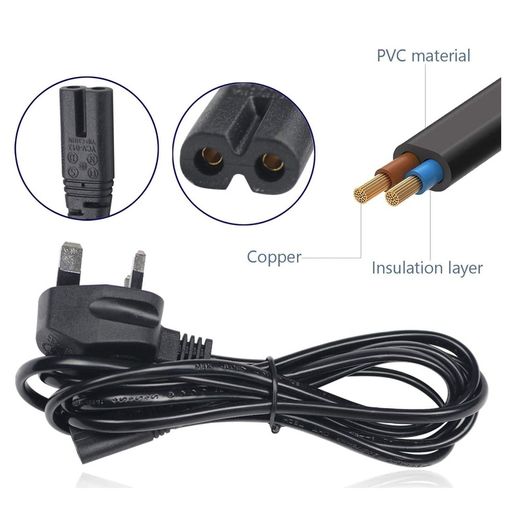 New 1.5m Mains Power Cable Lead UK Plug to IEC C7 Figure 8 2 Pin Cord #1146