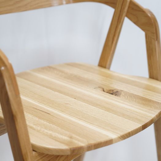 Nordic Oak Embrace Bar Stool with Curved Backrest and Armrests